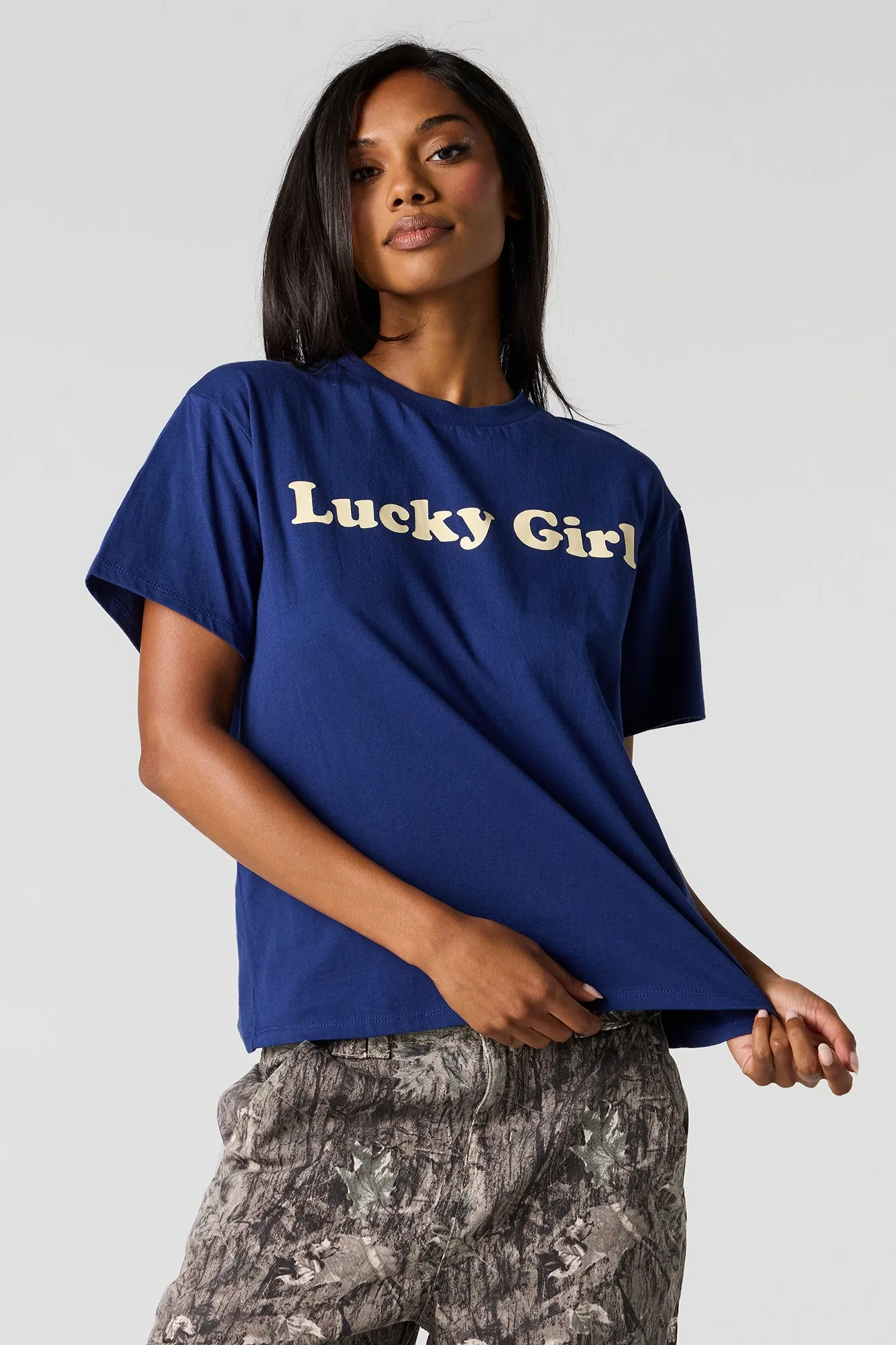 Flocked Print Boxy Boyfriend T-Shirt sold by Urban Planet product image thumbnail 4