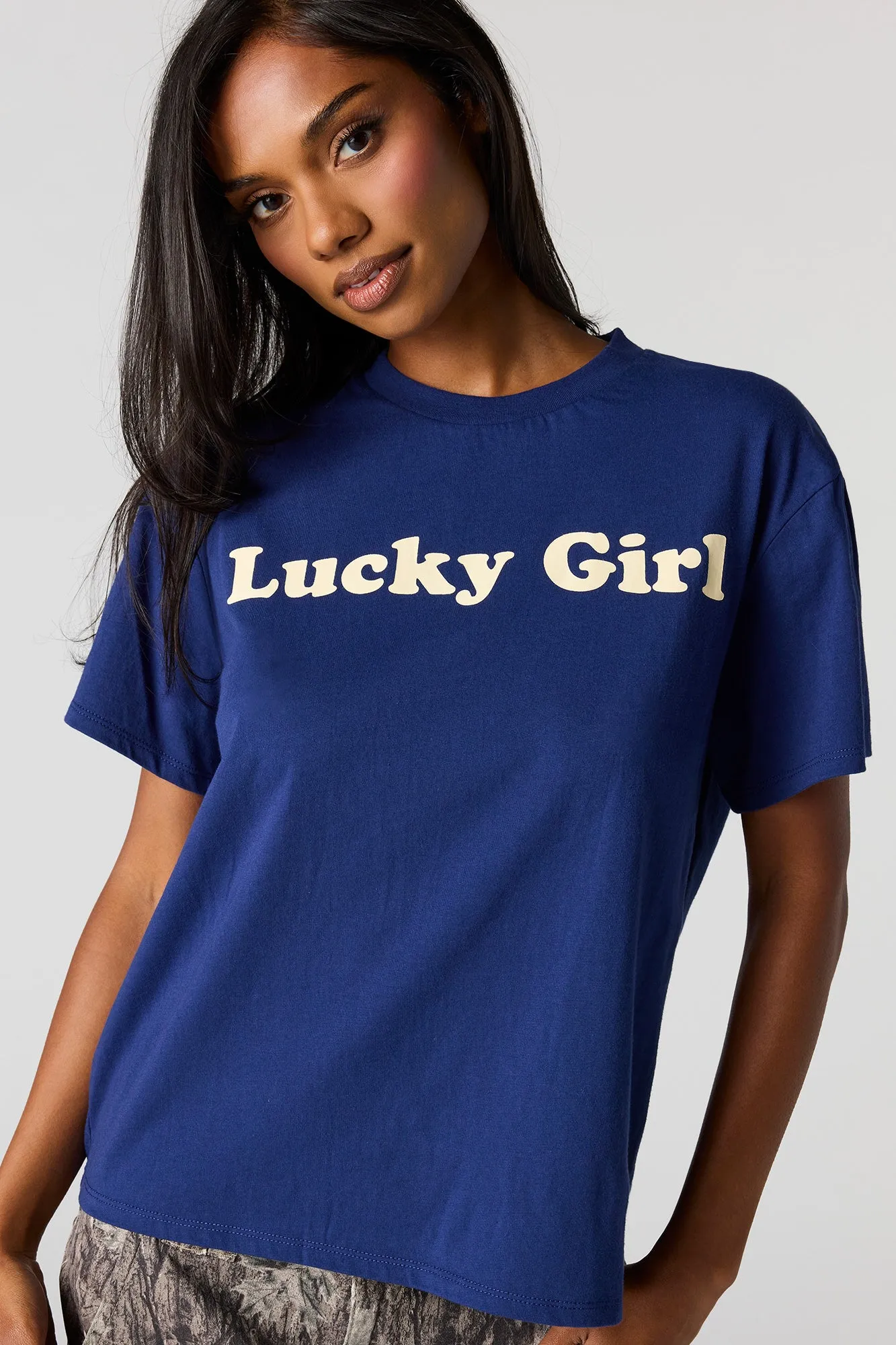 Flocked Print Boxy Boyfriend T-Shirt sold by Urban Planet