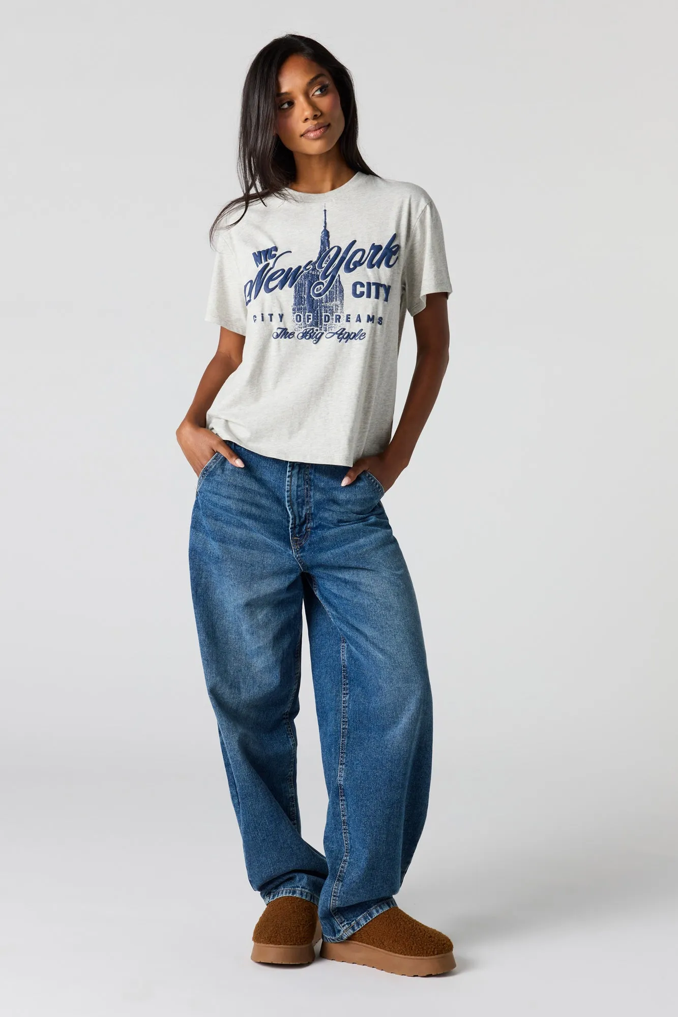 NYC Puffed Print Boxy Boyfriend T-Shirt sold by Urban Planet product image thumbnail 3