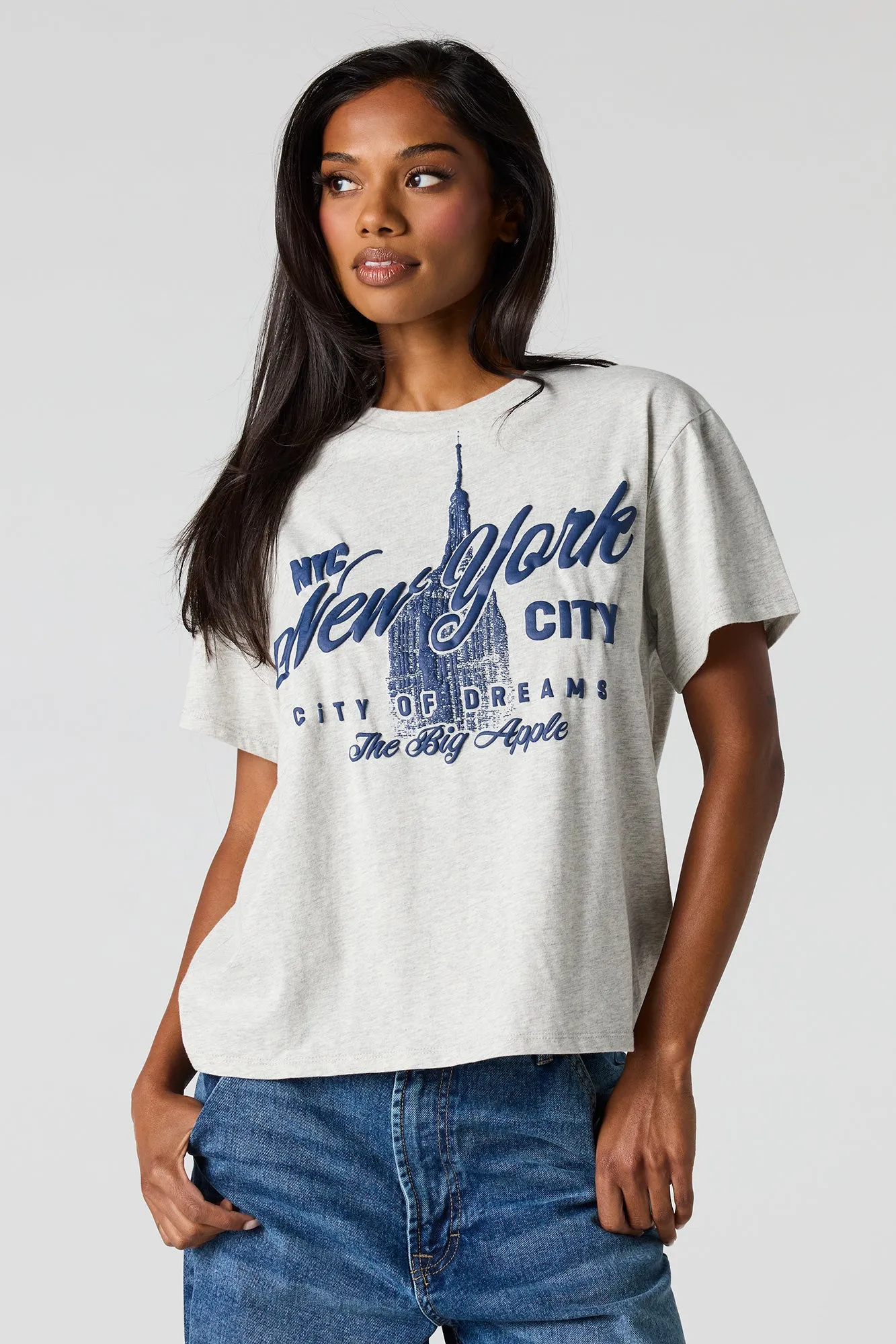 NYC Puffed Print Boxy Boyfriend T-Shirt sold by Urban Planet product image thumbnail 2