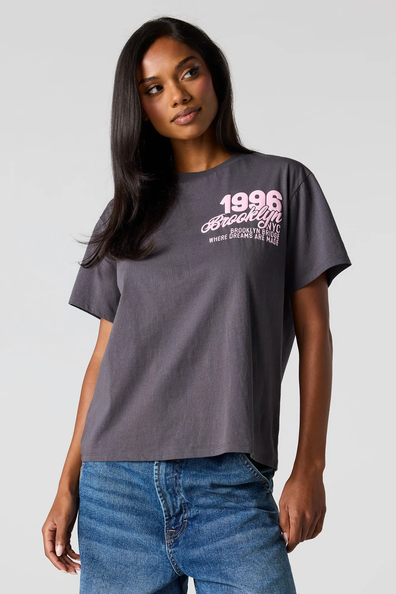 NYC Puffed Print Boxy Boyfriend T-Shirt sold by Urban Planet product image thumbnail 5