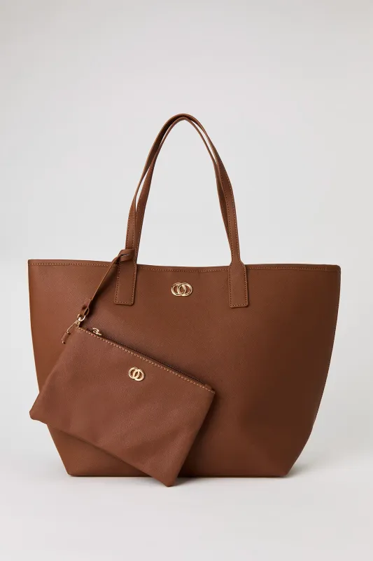 Faux Leather Tote Bag & Wristlet sold by Urban Planet