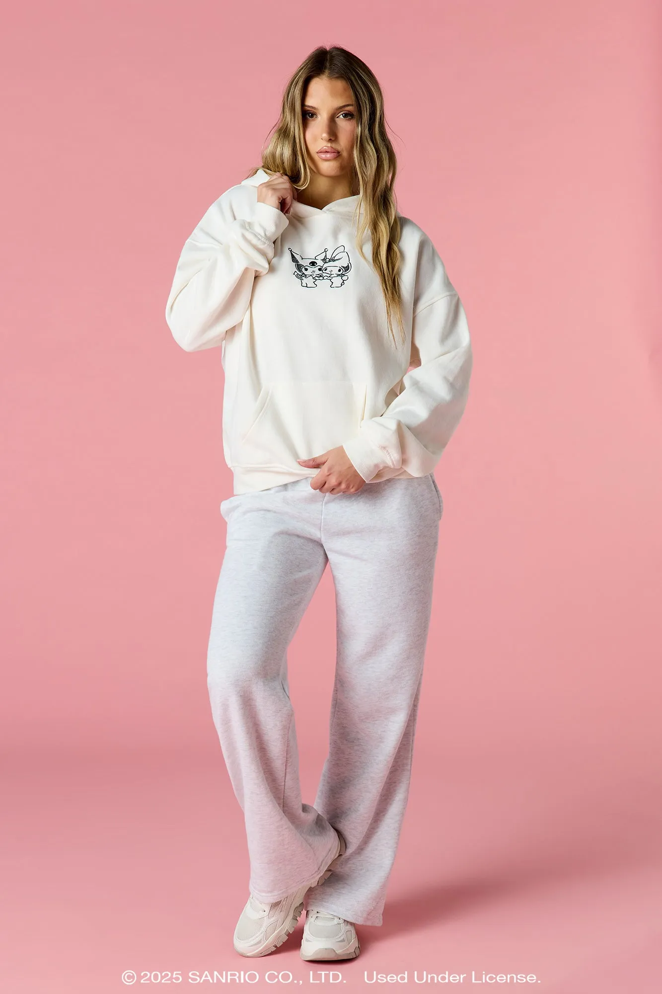 Kuromi™ & My Melody™ Embroidered Fleece Hoodie sold by Urban Planet product image thumbnail 3