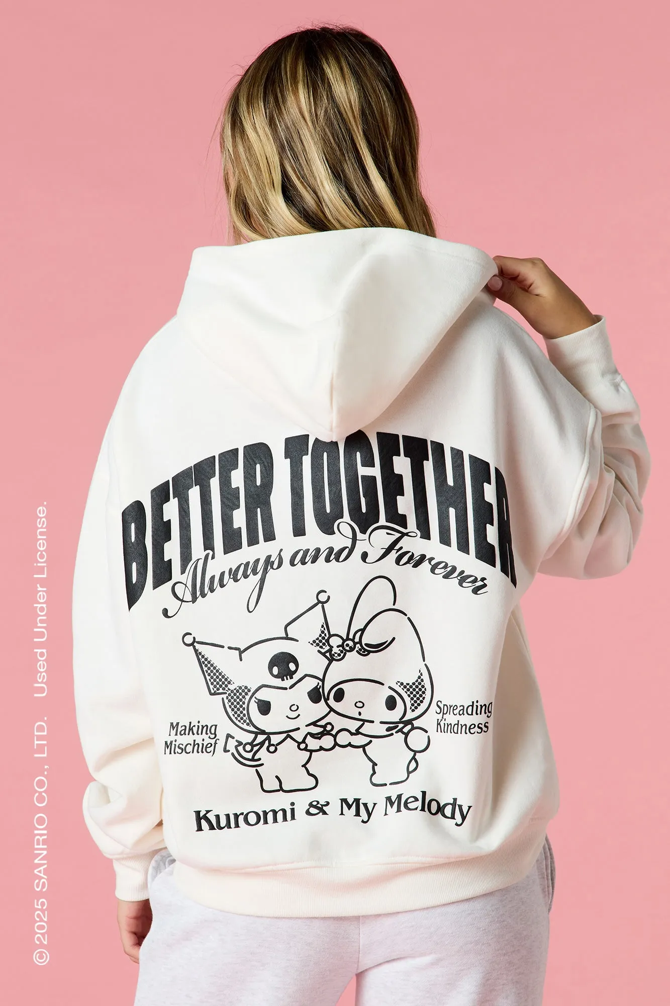 Kuromi™ & My Melody™ Embroidered Fleece Hoodie sold by Urban Planet