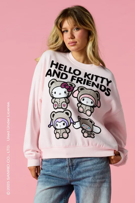 Hello Kitty® and Friends Flock Print Sweatshirt sold by Urban Planet