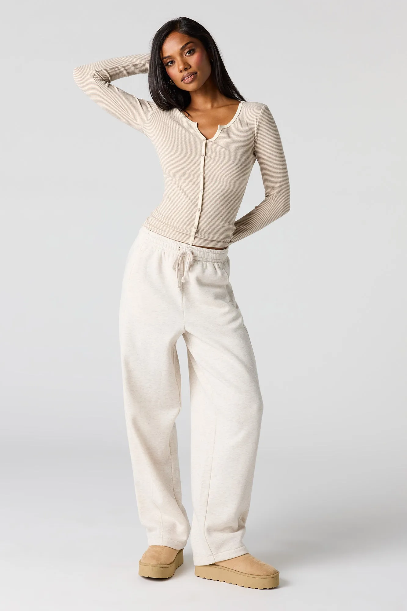 Ribbed Button-Up Long Sleeve Top sold by Urban Planet product image thumbnail 3