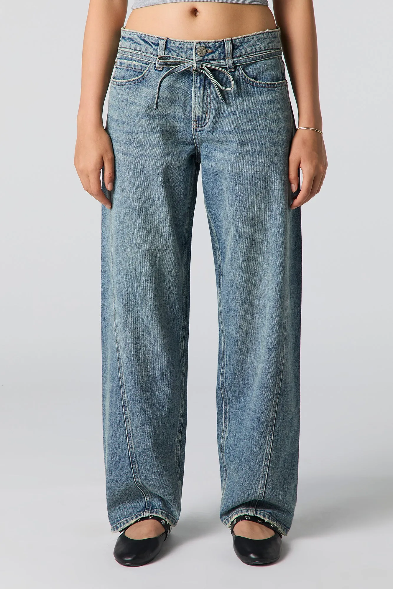 Low Rise Tie Waist Baggy Jean sold by Urban Planet product image thumbnail 2