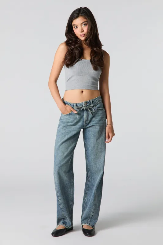 Low Rise Tie Waist Baggy Jean sold by Urban Planet