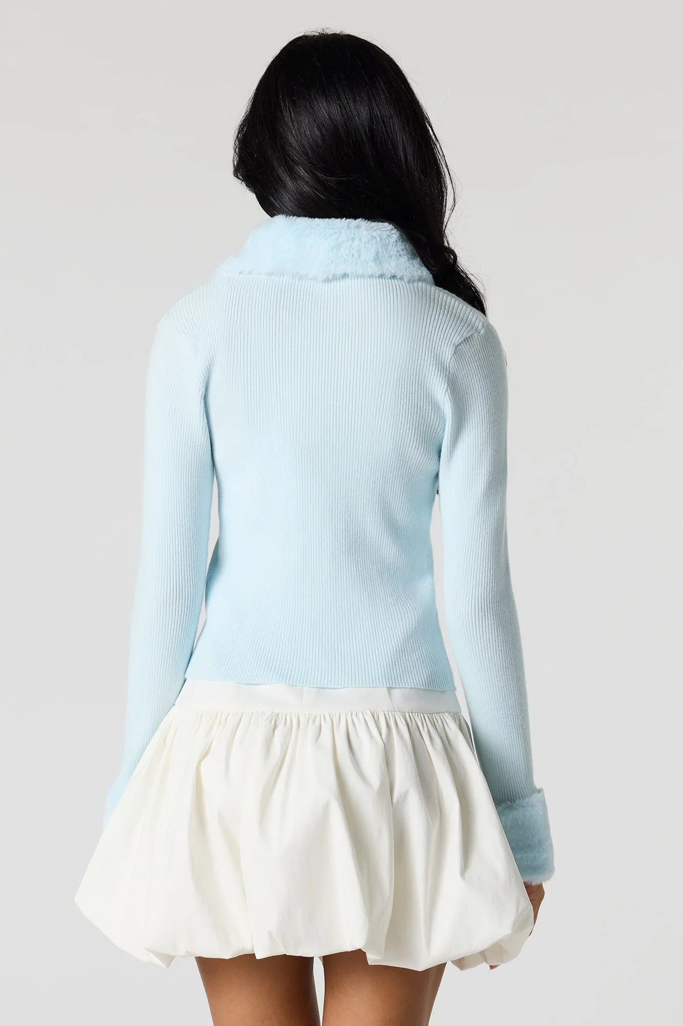 Faux Fur Collared Zip-Up Sweater sold by Urban Planet product image thumbnail 2
