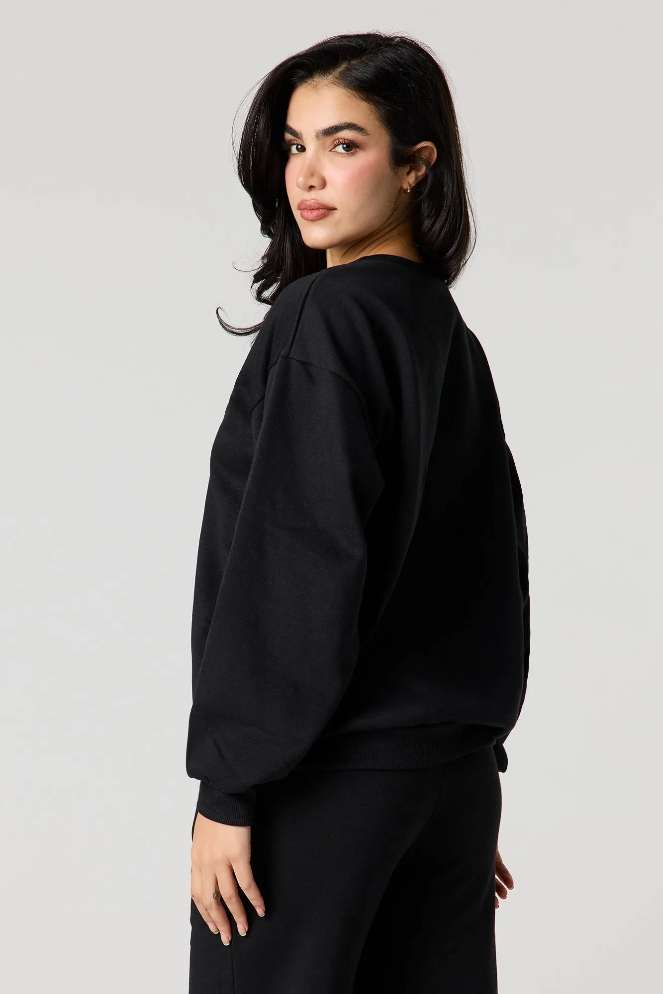 Solid Fleece Sweatshirt sold by Urban Planet product image thumbnail 5