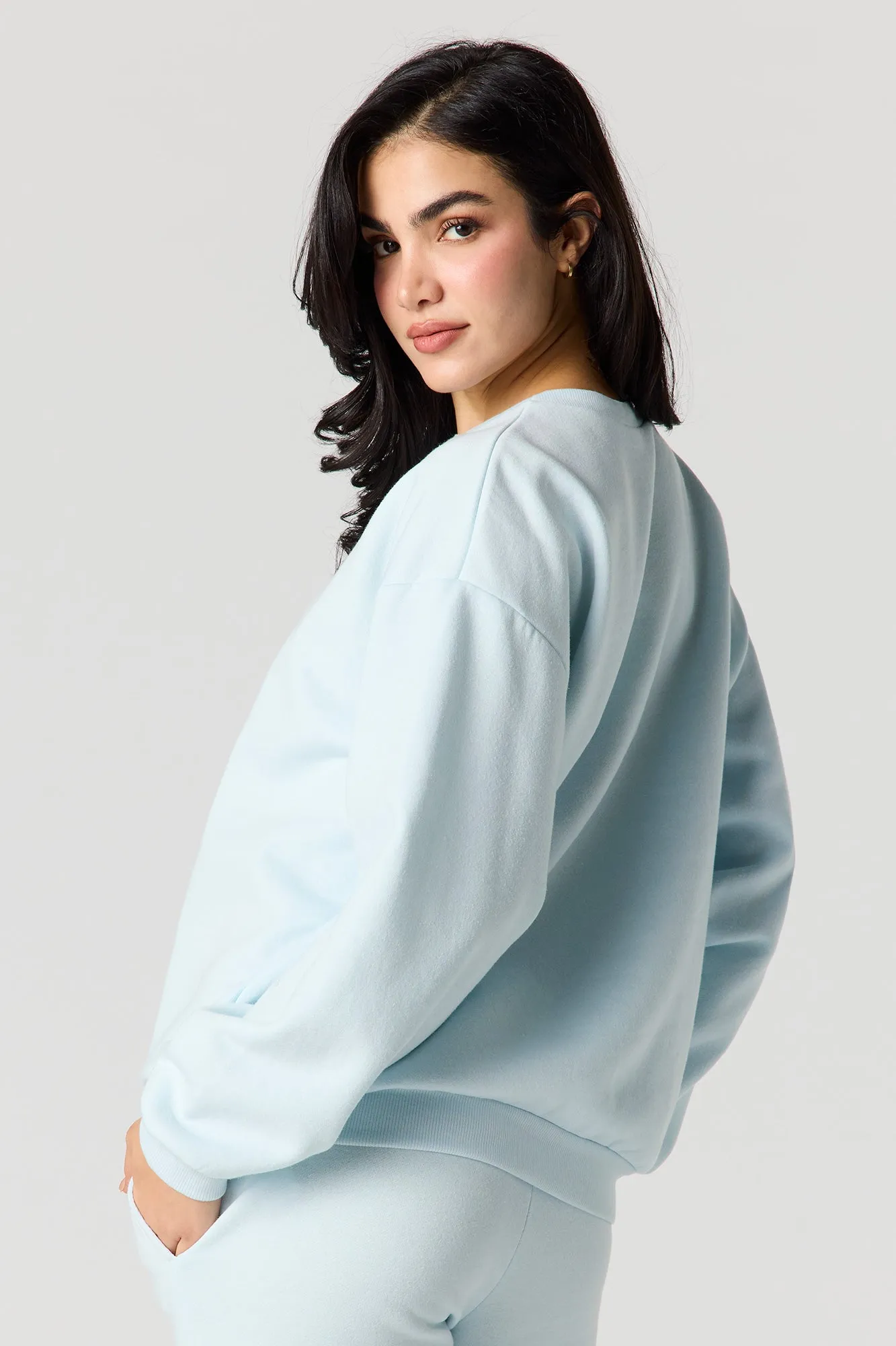 Solid Fleece Sweatshirt sold by Urban Planet product image thumbnail 2