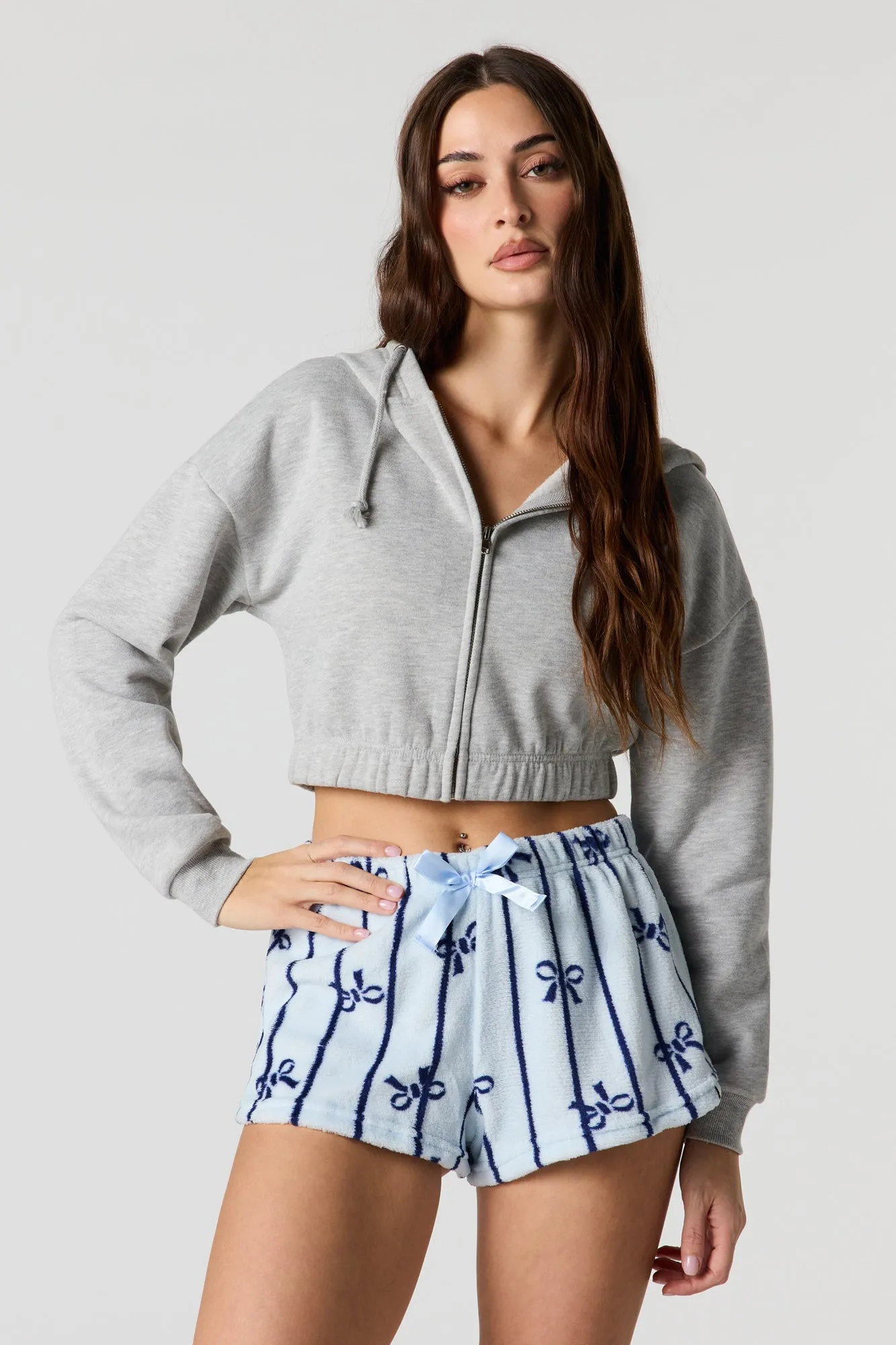 Printed Plush Pajama Short sold by Urban Planet