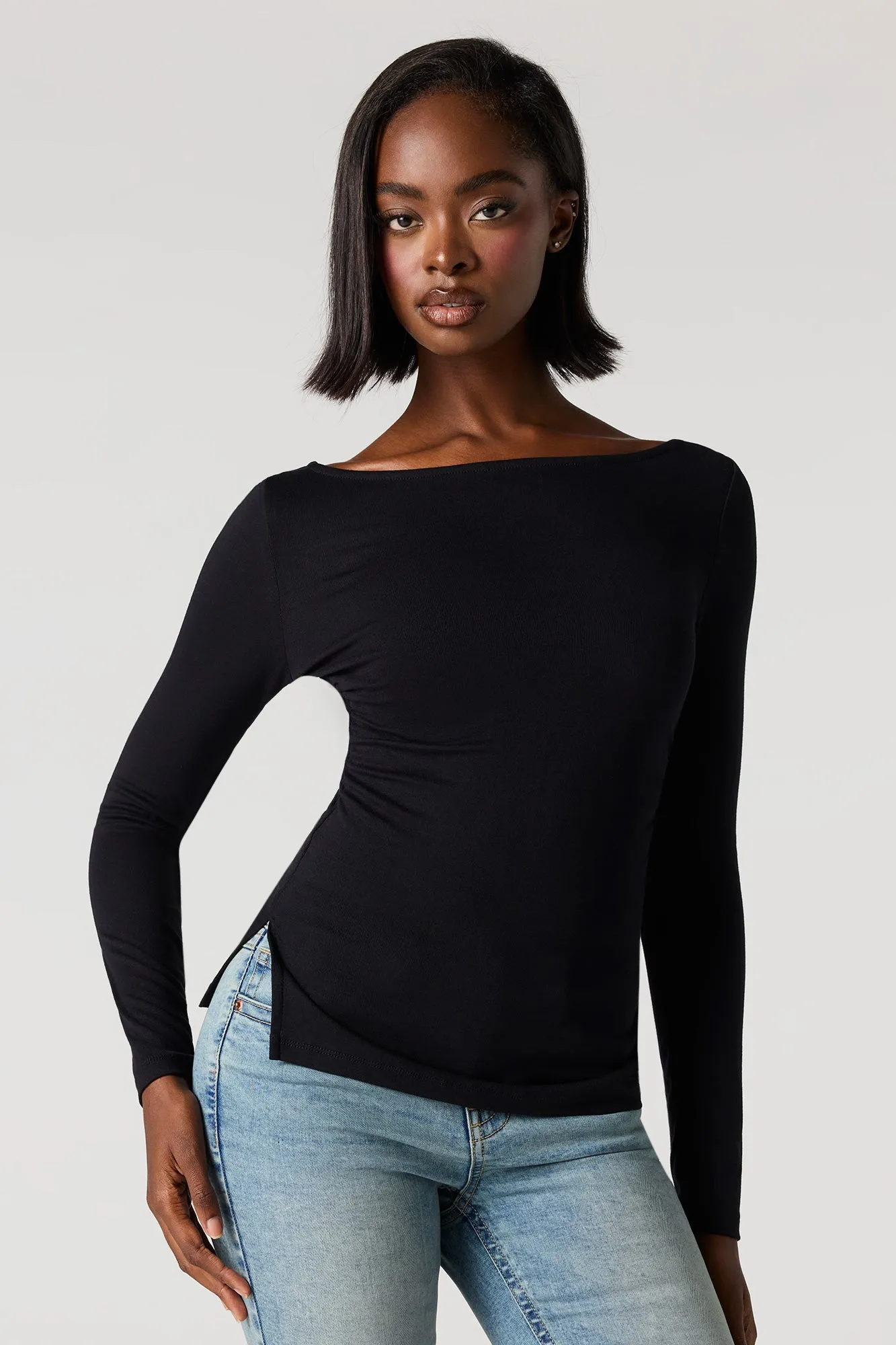 Cinched Side Classic Ribbed Top sold by Urban Planet product image thumbnail 4