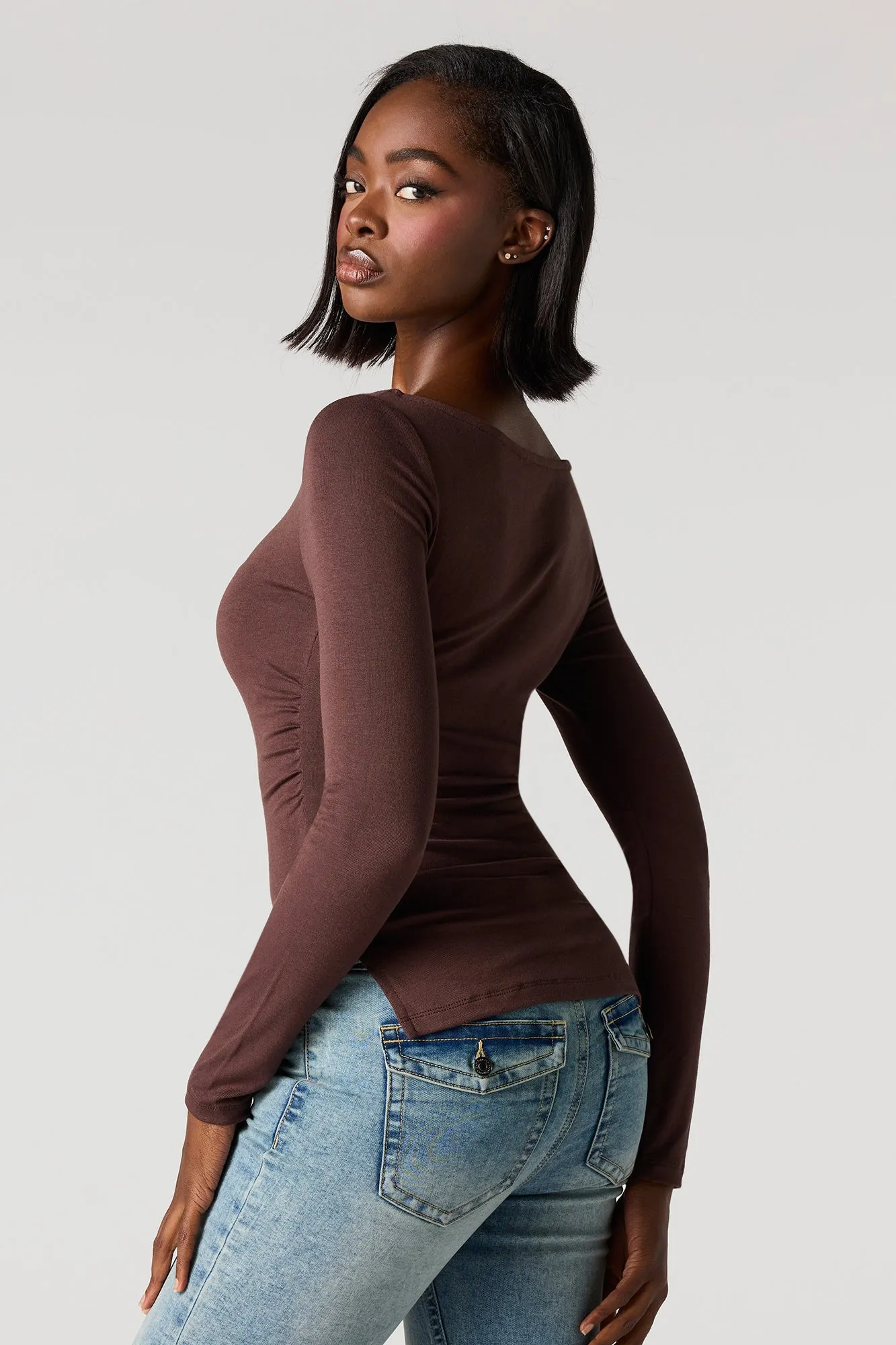 Cinched Side Classic Ribbed Top sold by Urban Planet product image thumbnail 2