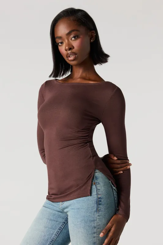 Cinched Side Classic Ribbed Top sold by Urban Planet