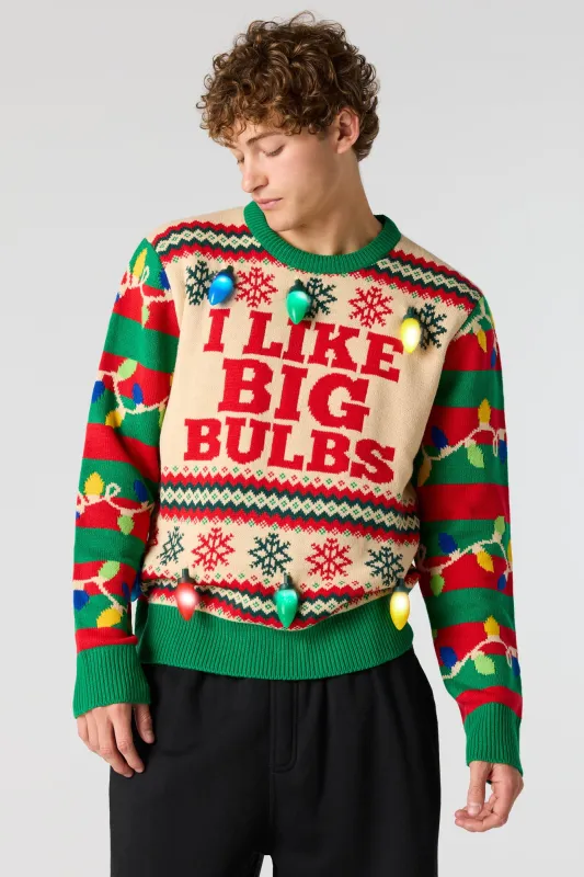 Big Bulbs Jacquard Knit 3D Christmas Sweater sold by Urban Planet