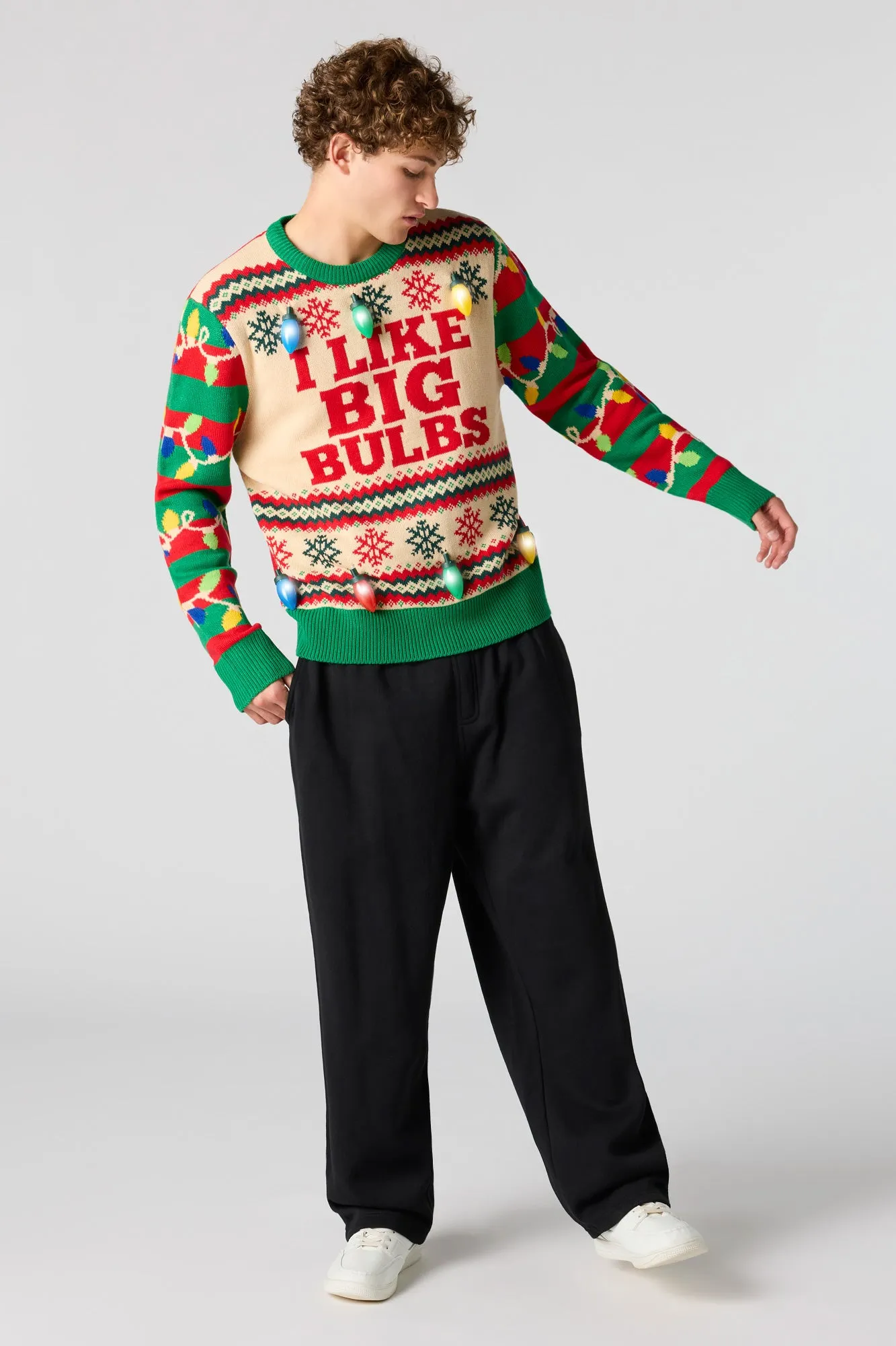 Big Bulbs Jacquard Knit 3D Christmas Sweater sold by Urban Planet product image thumbnail 3