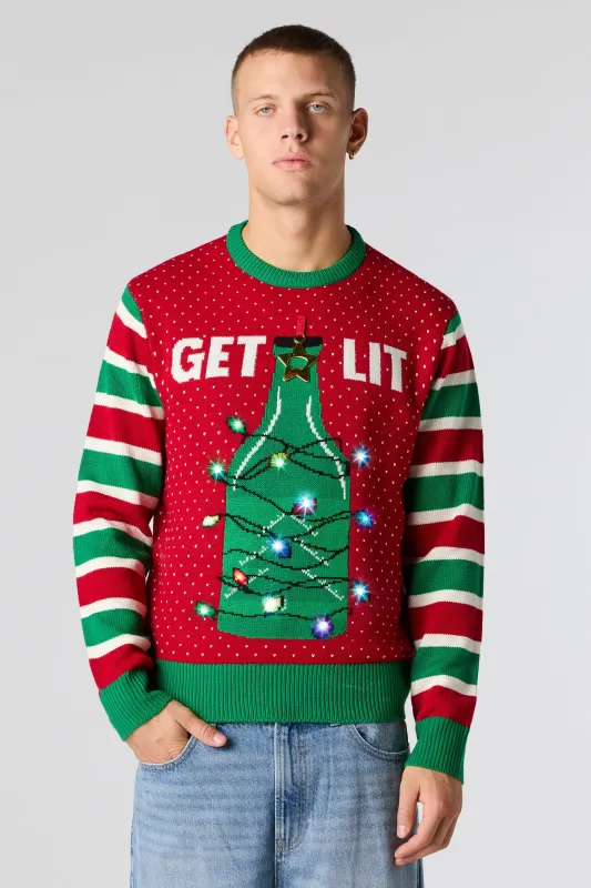 Get Lit Jacquard Knit Light-Up Christmas Sweater sold by Urban Planet