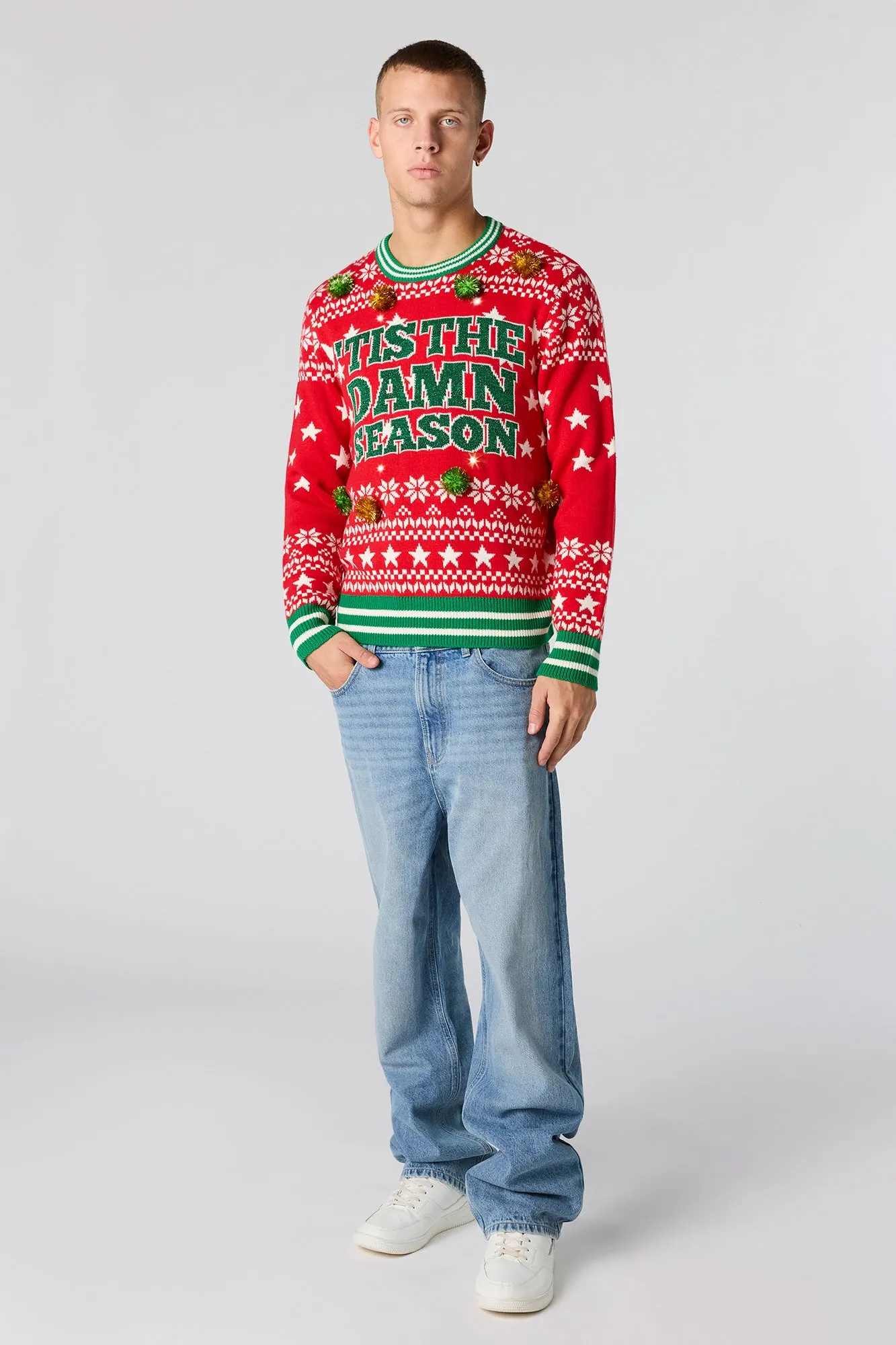 Jacquard Knit Pom Pom Christmas Sweater sold by Urban Planet product image thumbnail 3