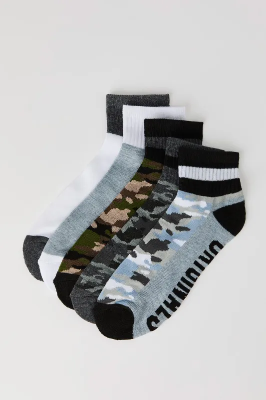 Camo Athletic Quarter Socks (5 Pack) sold by Urban Planet