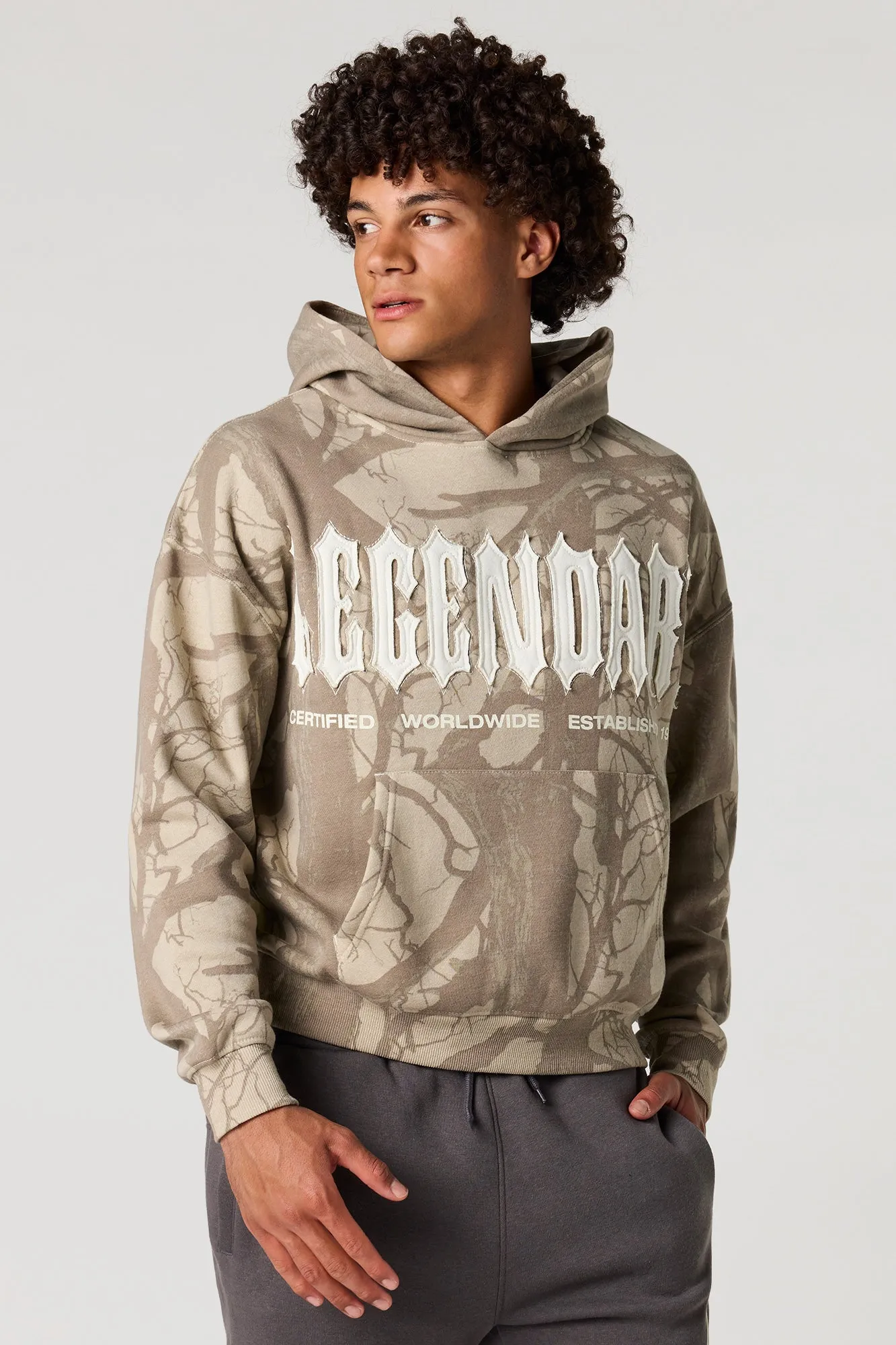 Legendary Patch Camo Boxy Fleece Hoodie sold by Urban Planet product image thumbnail 4