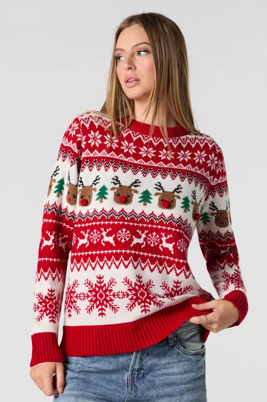 Christmas Fair Isle Knit Pom Pom Sweater sold by Urban Planet