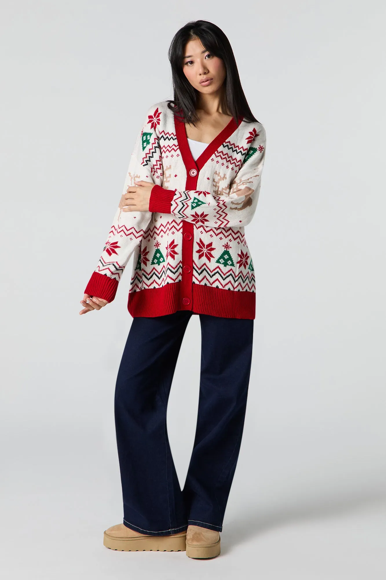 Fair Isle Jacquard Knit Christmas Cardigan sold by Urban Planet product image thumbnail 3