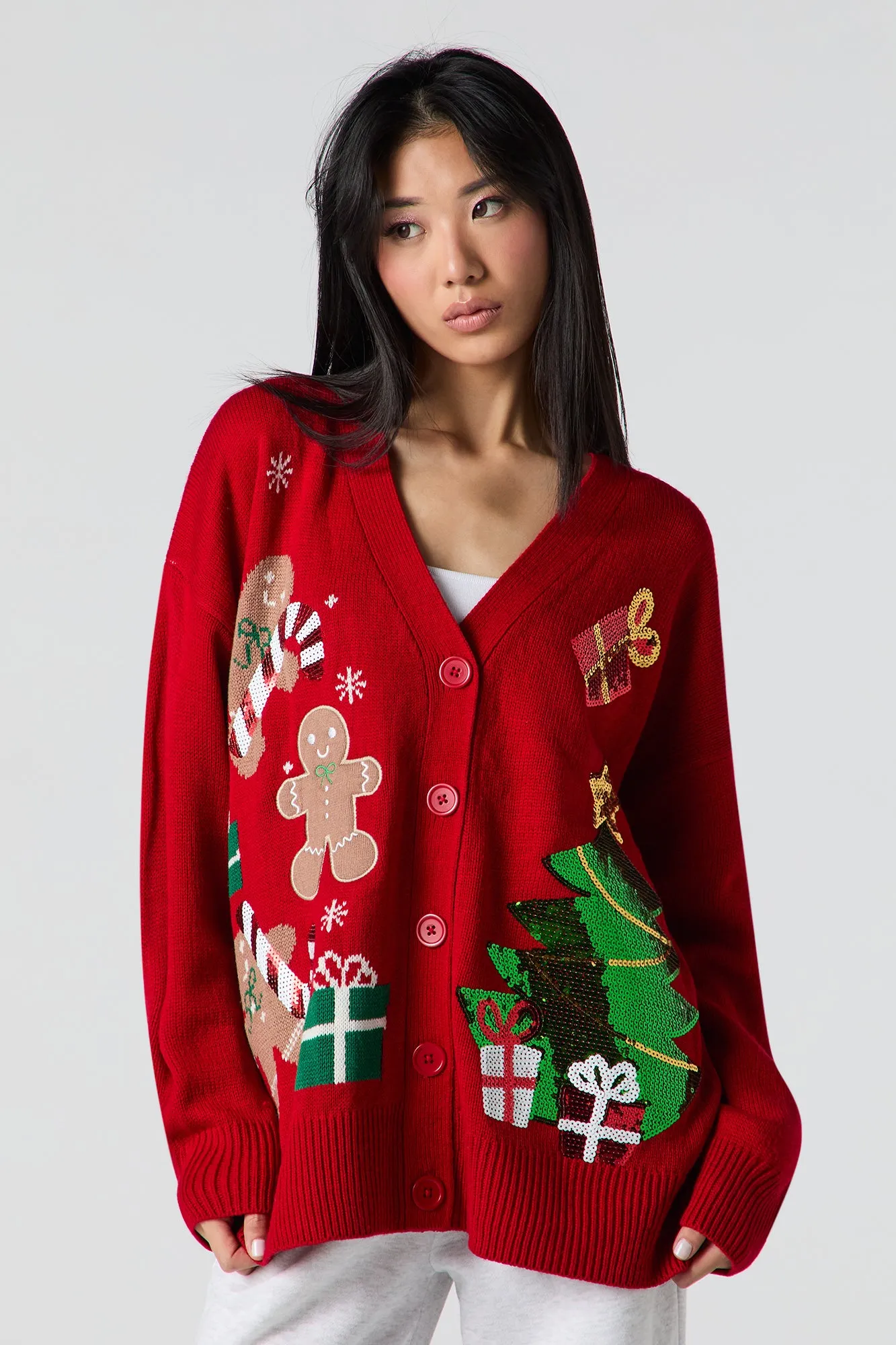 Sequin Christmas Cardigan sold by Urban Planet
