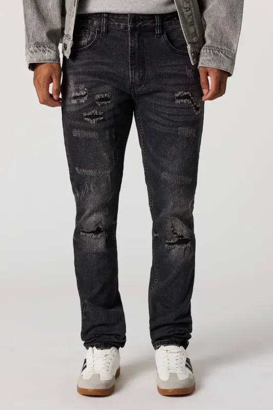 Ripped Slim Black Jean sold by Urban Planet