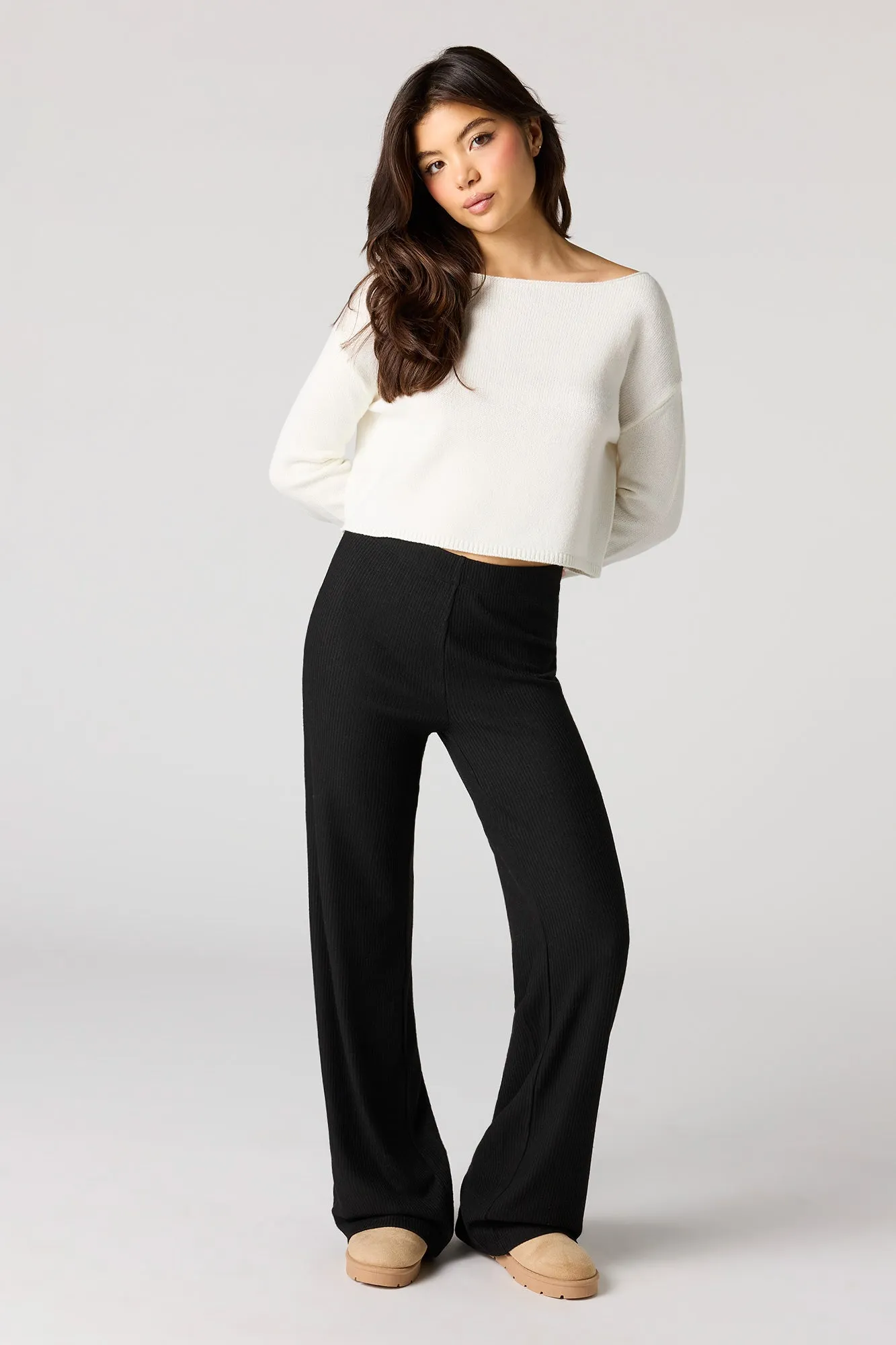 Ribbed Wide Leg Pant sold by Urban Planet product image thumbnail 4