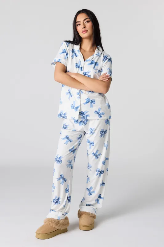 Soft Button-Up Top & Pant Pajama Set sold by Urban Planet