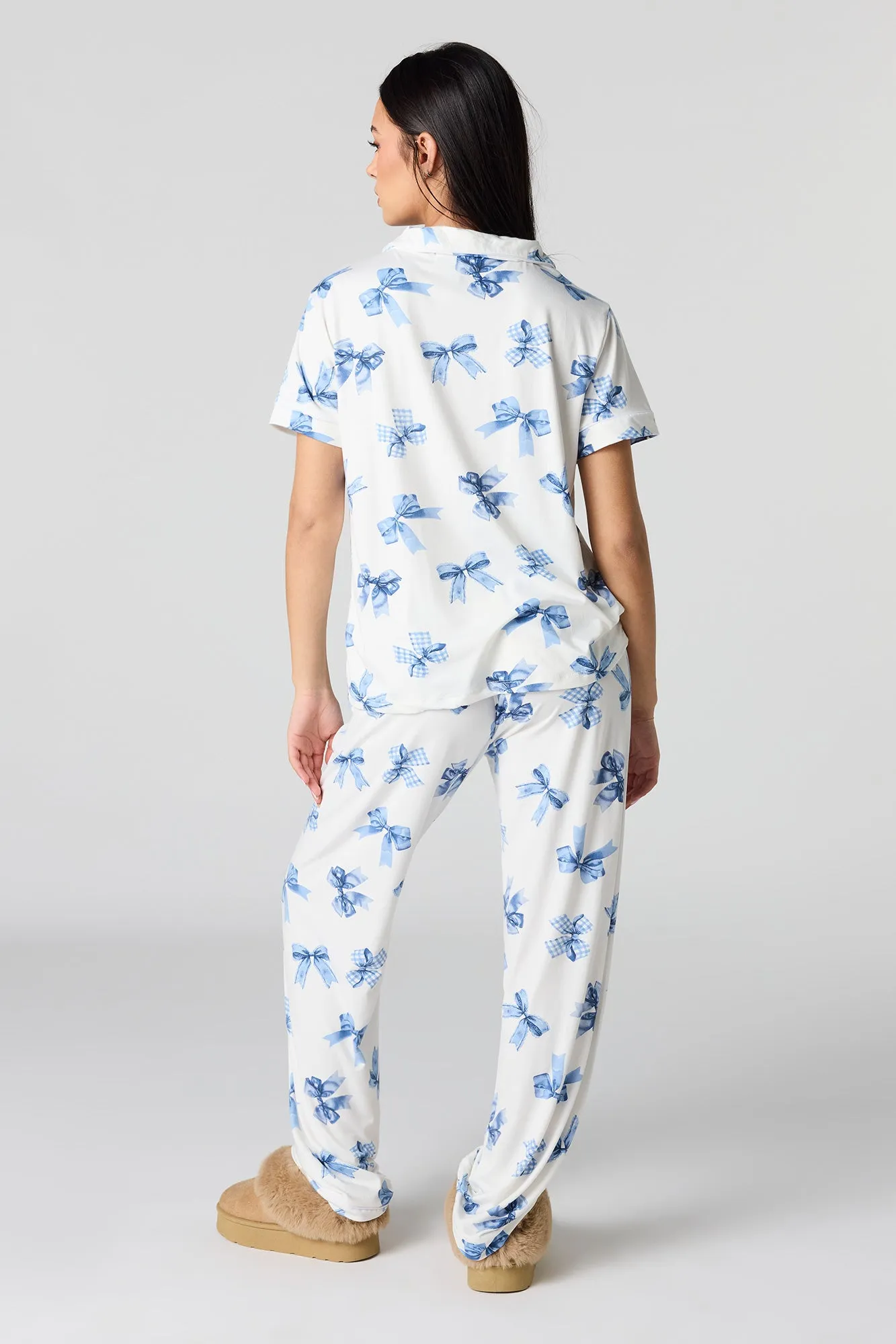 Soft Button-Up Top & Pant Pajama Set sold by Urban Planet product image thumbnail 4
