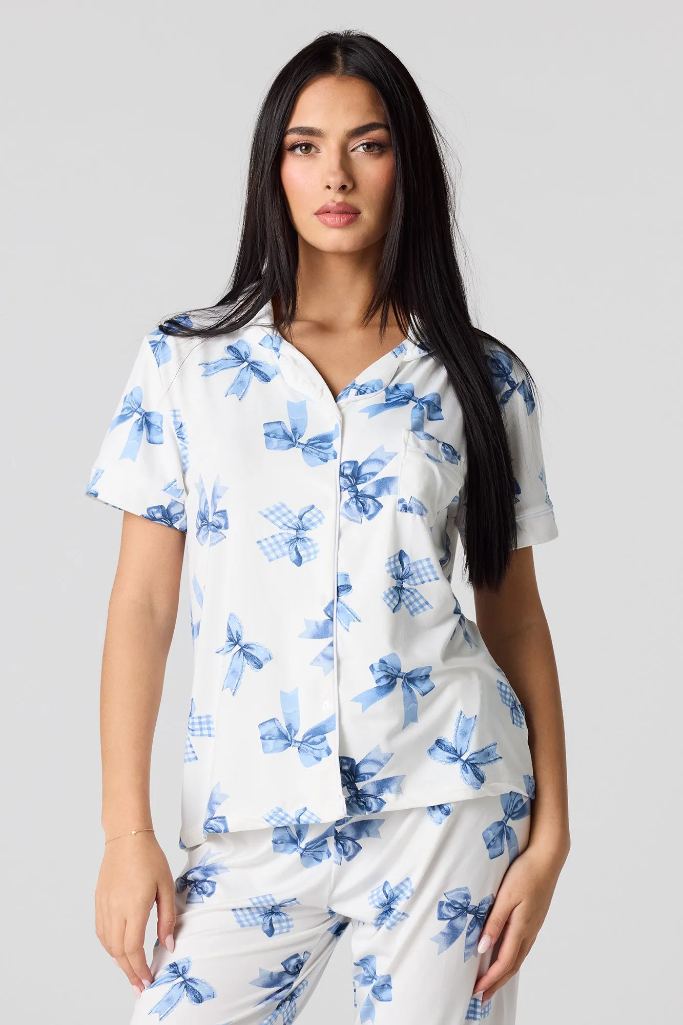 Soft Button-Up Top & Pant Pajama Set sold by Urban Planet product image thumbnail 2