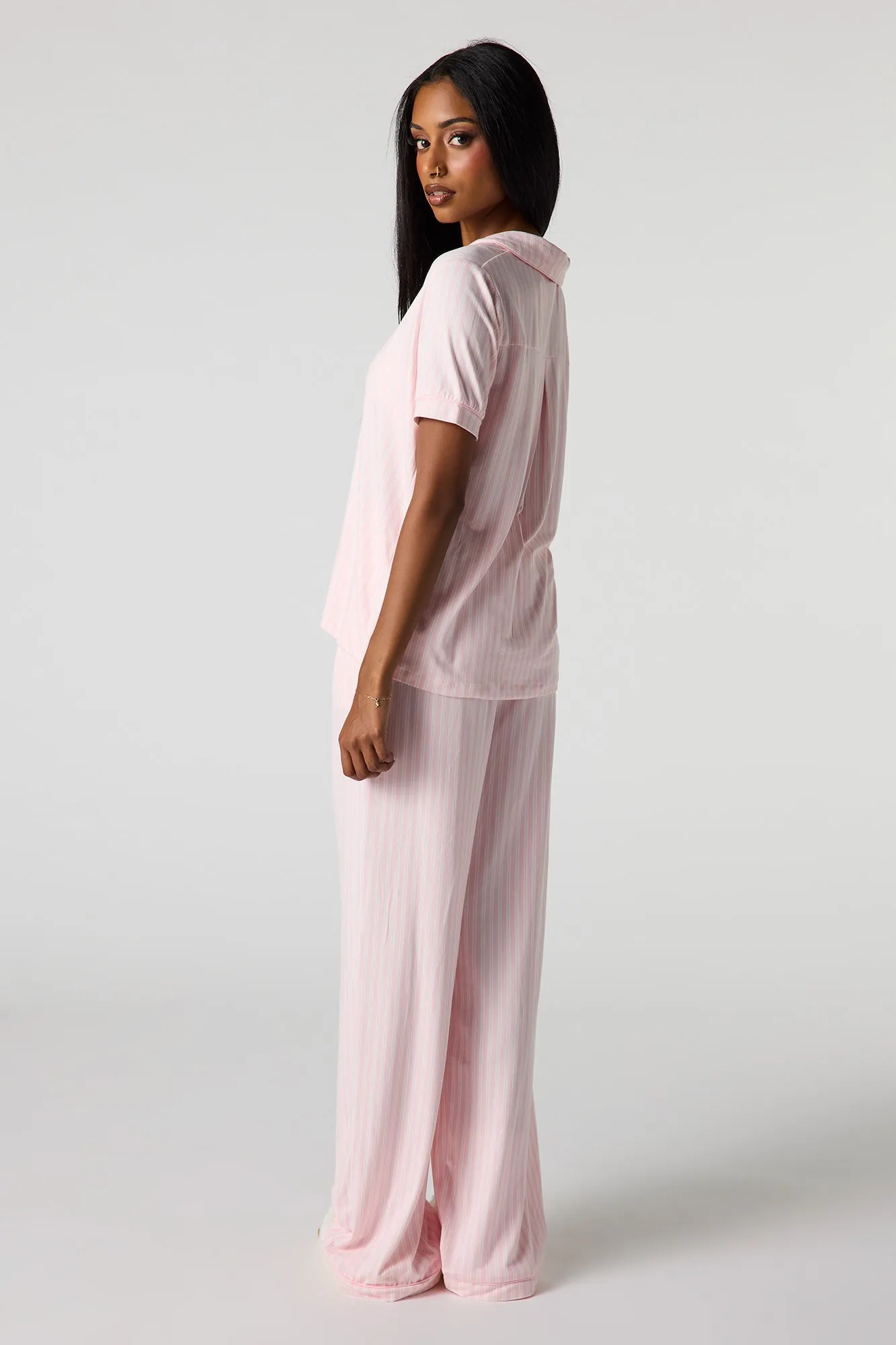 Collared Button-Up Top & Pant Pajama Set sold by Urban Planet product image thumbnail 4