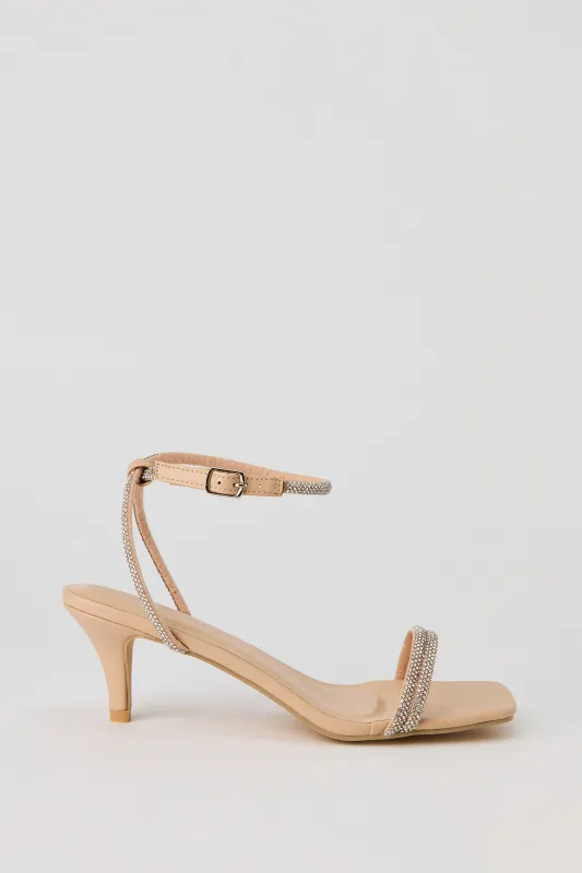 Rhinestone Strappy Kitten Heel sold by Urban Planet