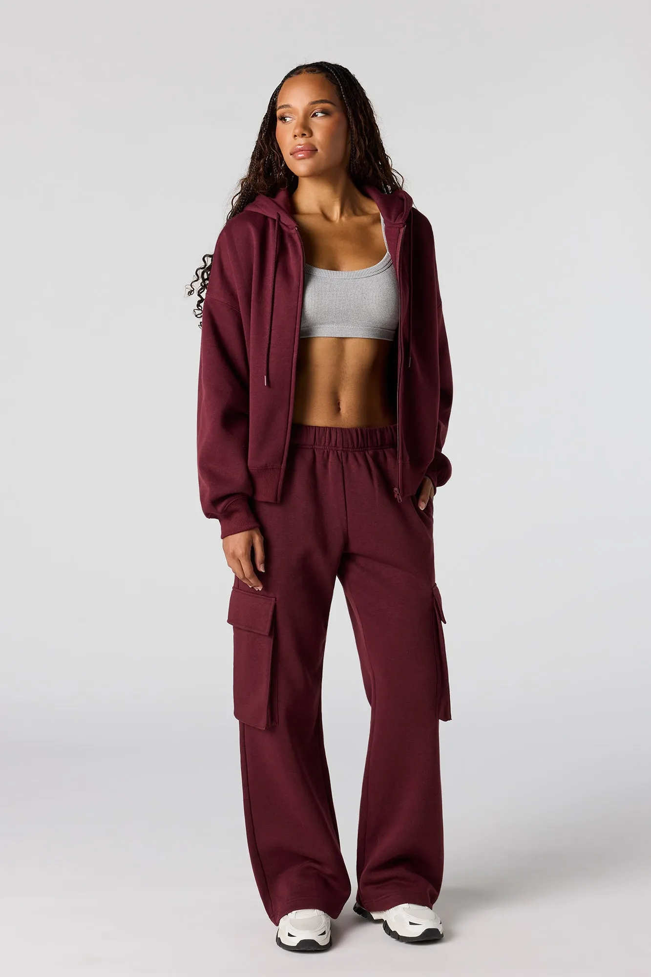 Wide Leg Cargo Fleece Sweatpant sold by Urban Planet product image thumbnail 4