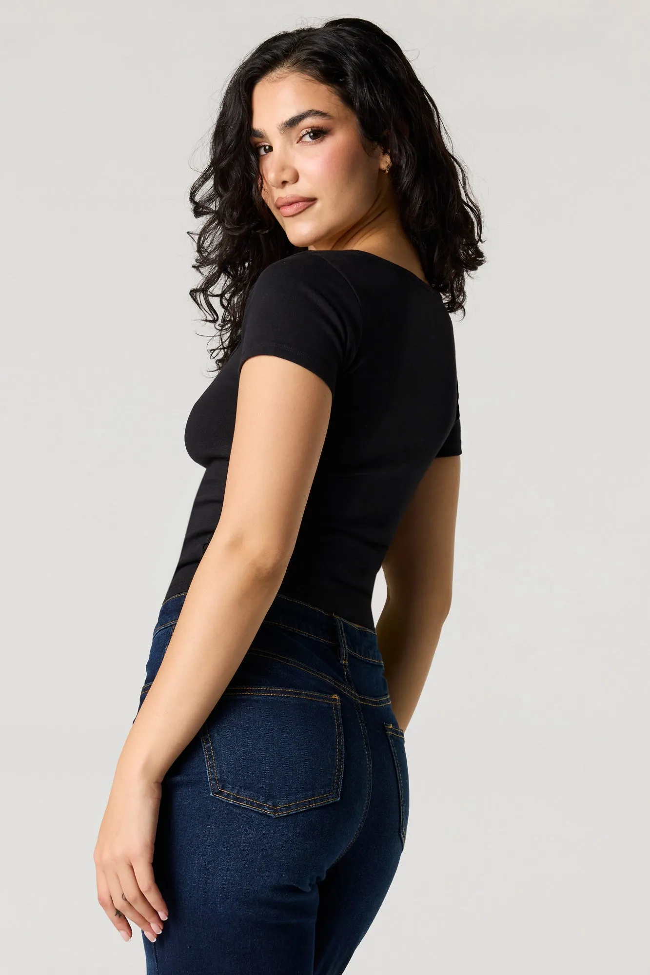 Square Neck Short Sleeve Top sold by Urban Planet product image thumbnail 5