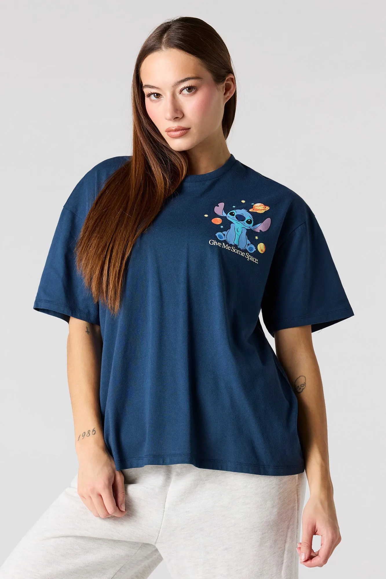 Stitch Space HD Print Boyfriend T-Shirt sold by Urban Planet product image thumbnail 2