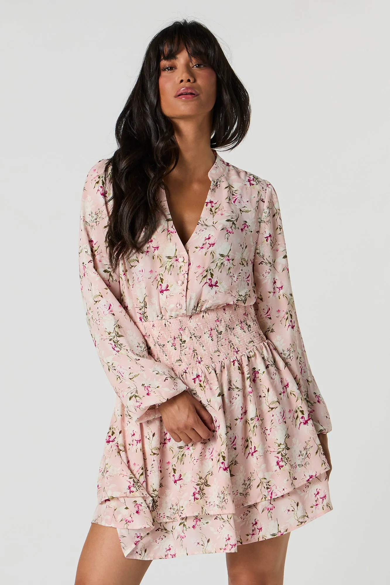 Smocked Waist Long Sleeve Mini Dress sold by Urban Planet