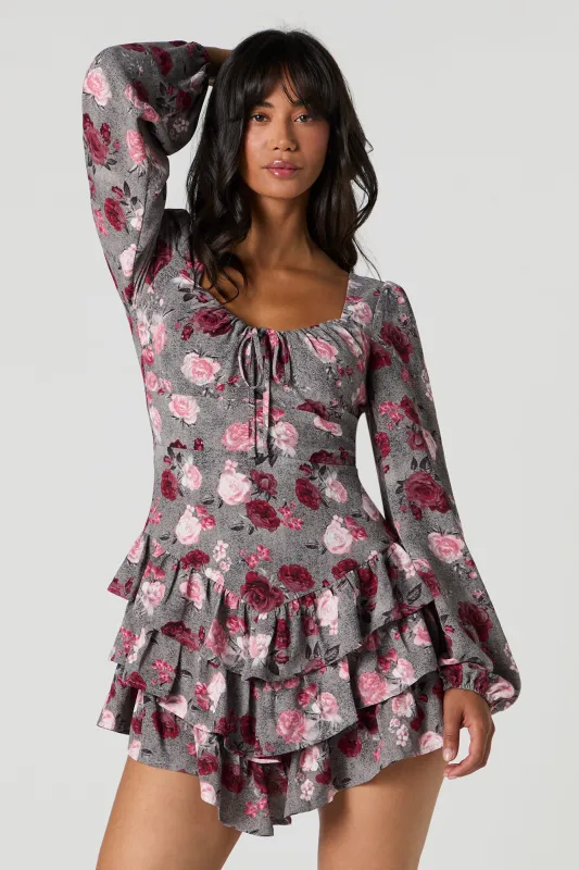 Flowy Tiered Long Sleeve Mini Dress sold by Urban Planet