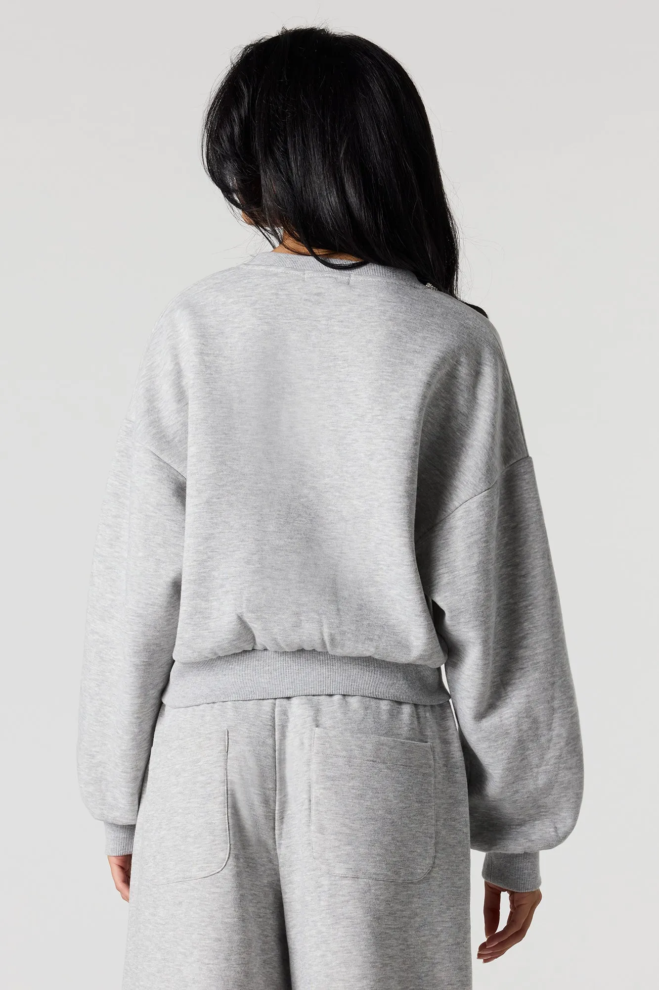 Rhinestone V-Neckline Fleece Cropped Sweatshirt sold by Urban Planet product image thumbnail 5