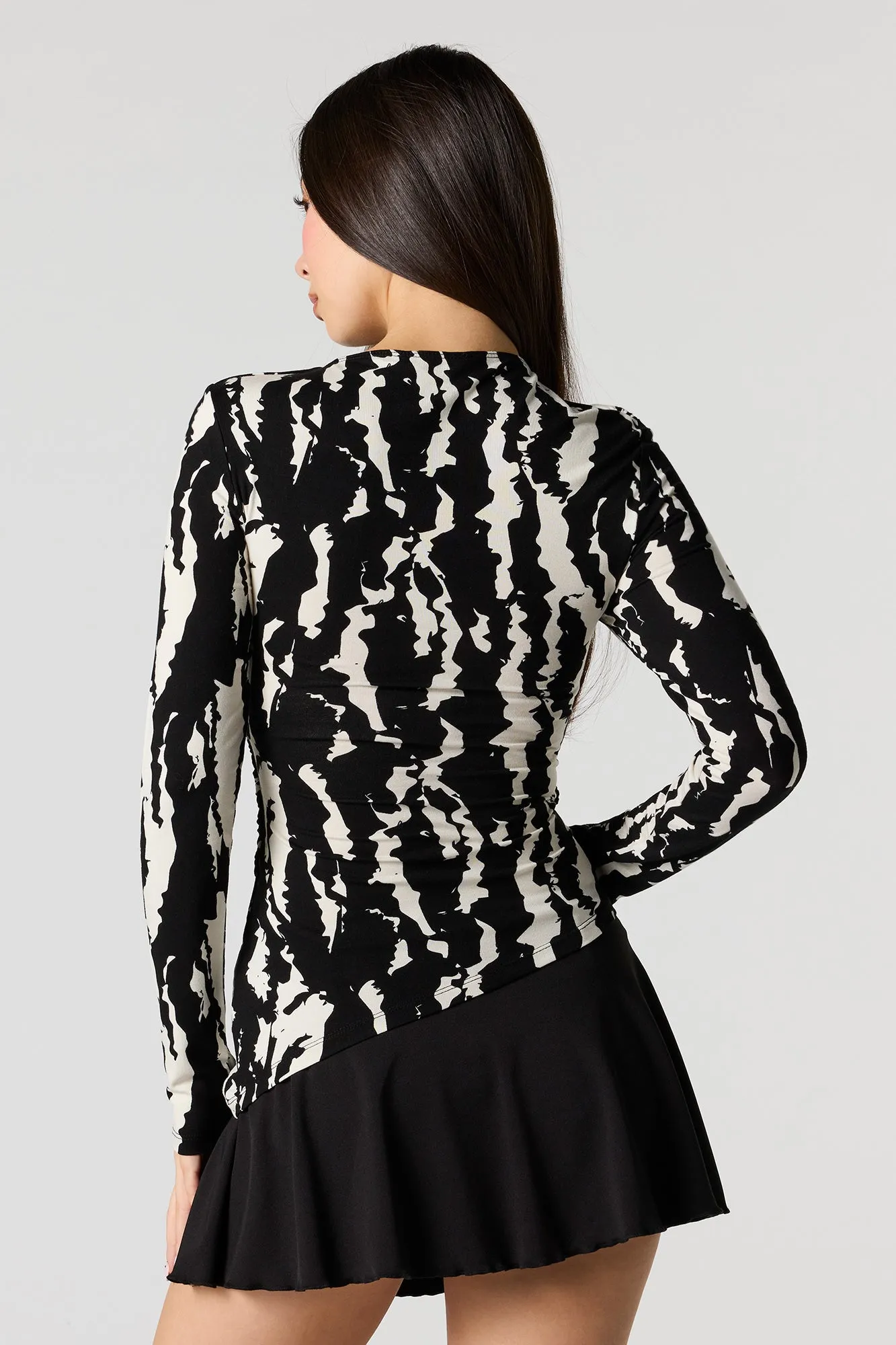 Asymmetrical Ruched Boat Neck Long Sleeve Top sold by Urban Planet product image thumbnail 2