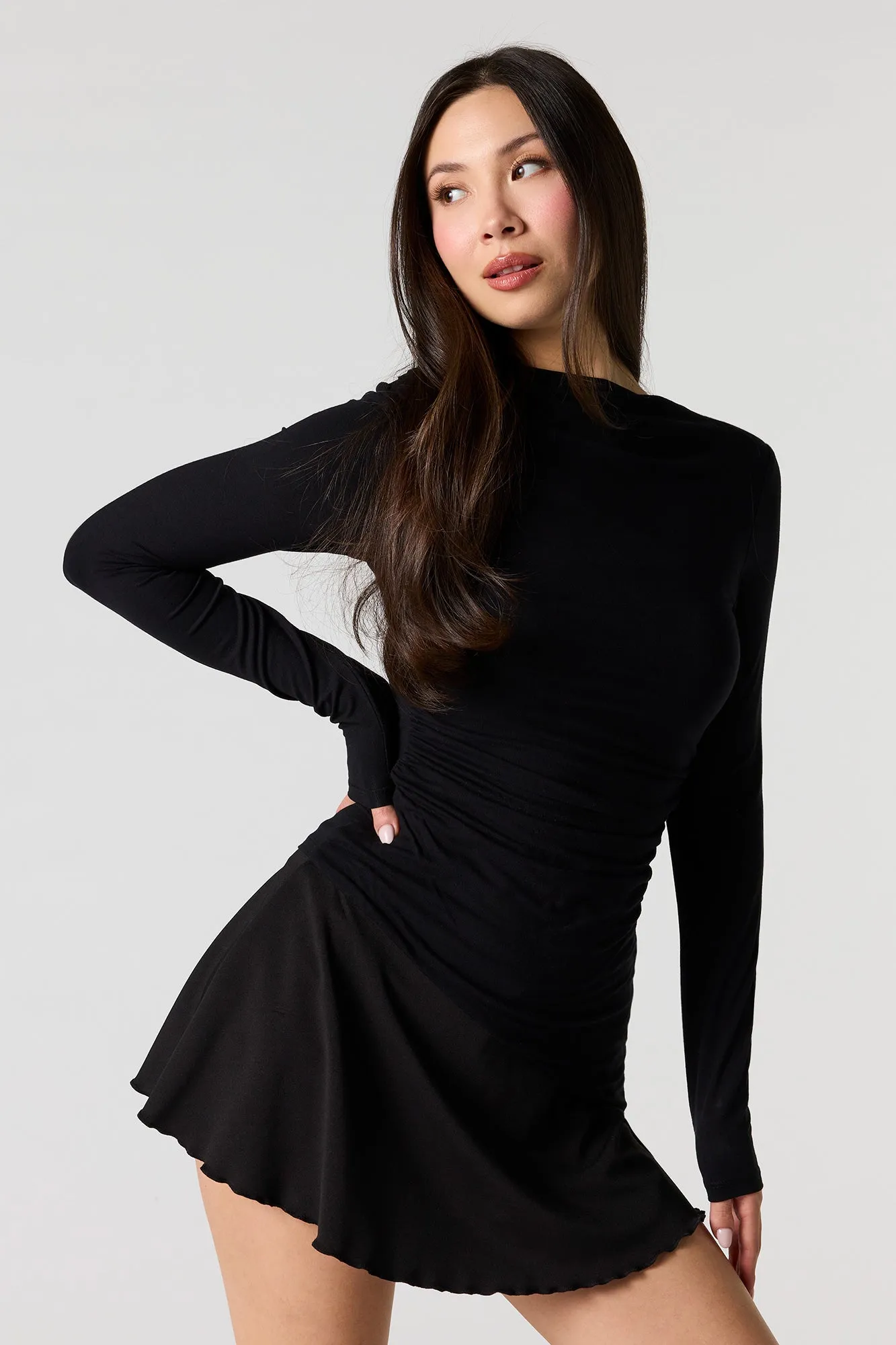 Asymmetrical Ruched Boat Neck Long Sleeve Top sold by Urban Planet product image thumbnail 4