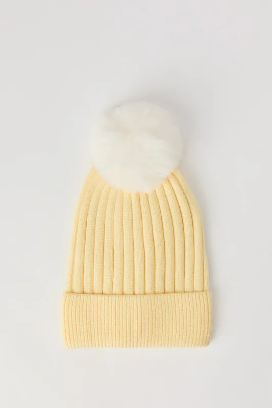 Ribbed Knit Beanie with Pom-Pom sold by Urban Planet