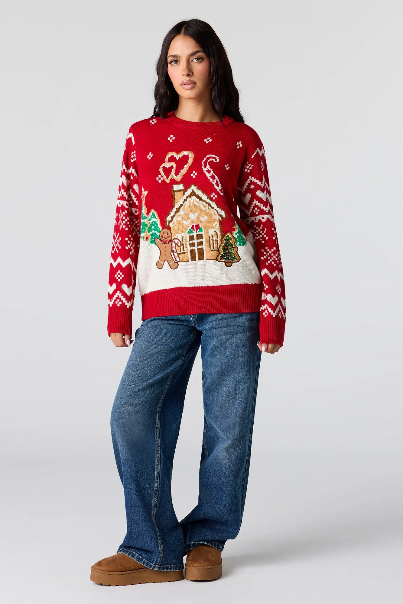 Gingerbread Jacquard Christmas Sweater sold by Urban Planet product image thumbnail 3