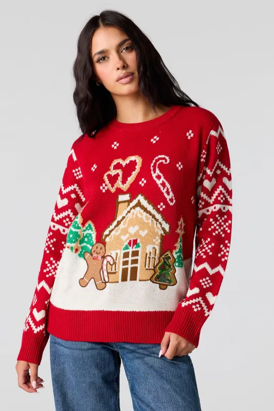 Gingerbread Jacquard Christmas Sweater sold by Urban Planet