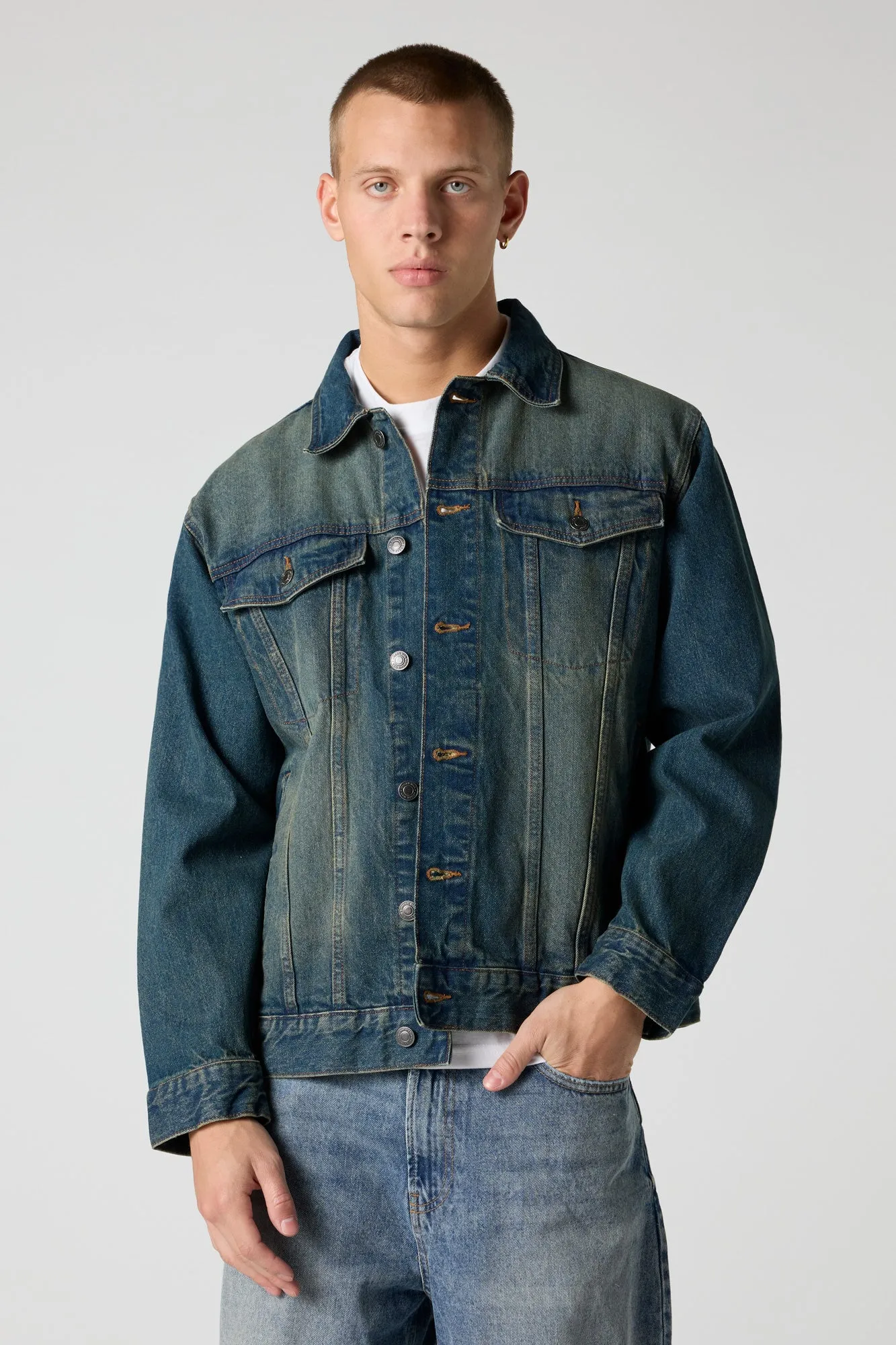 Relaxed Denim Trucker Jacket sold by Urban Planet product image thumbnail 4
