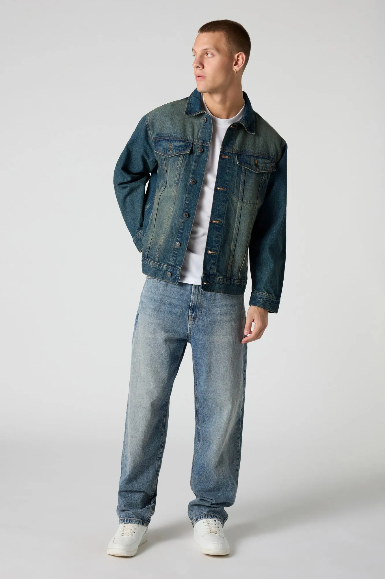 Relaxed Denim Trucker Jacket sold by Urban Planet product image thumbnail 3