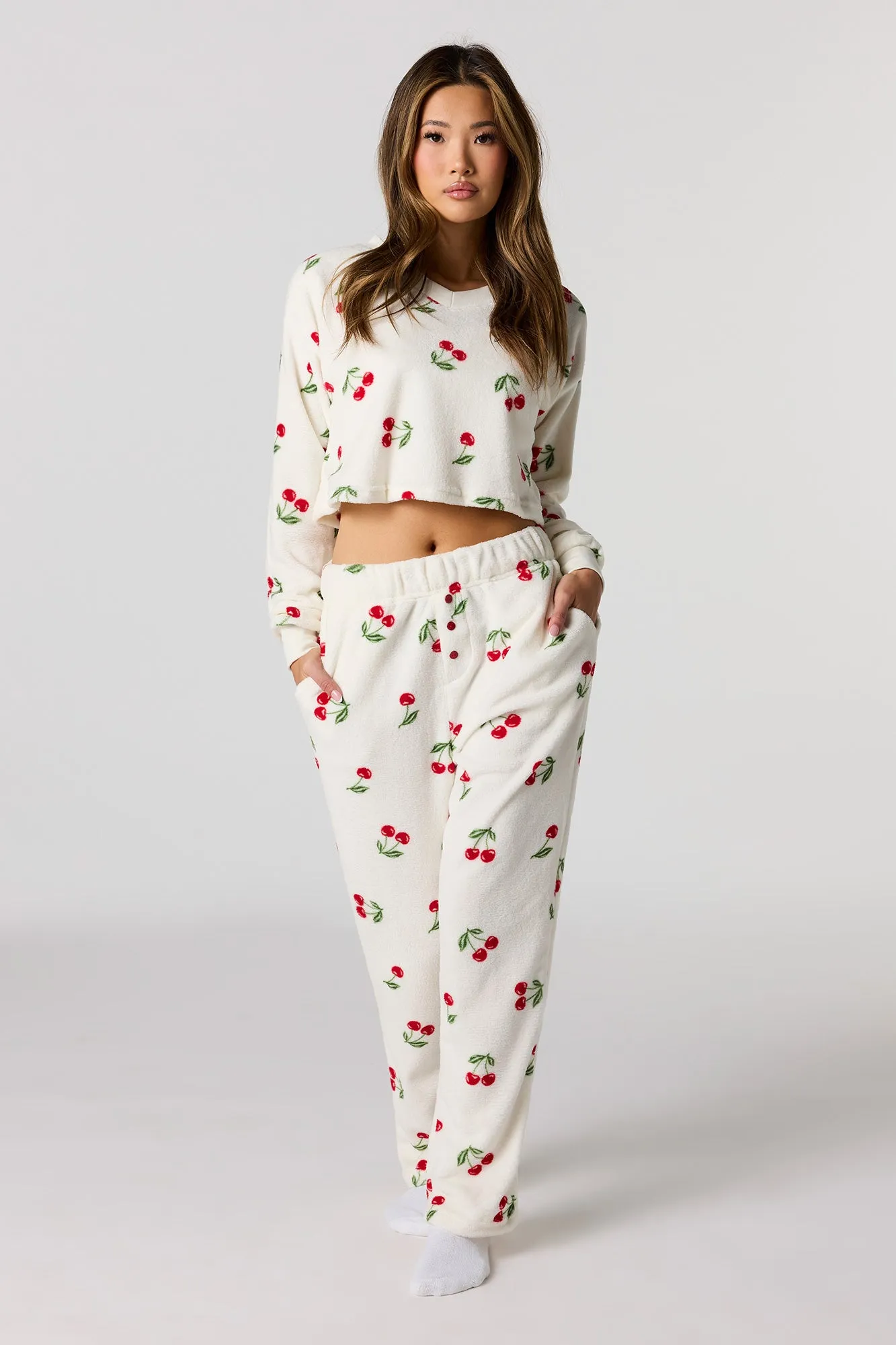 Plush Long Sleeve Top & Pant Pajama Set sold by Urban Planet
