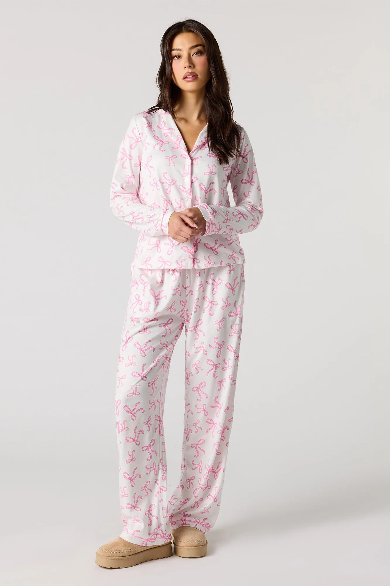 Flannel Button-Up Long Sleeve Top & Pajama Pant sold by Urban Planet